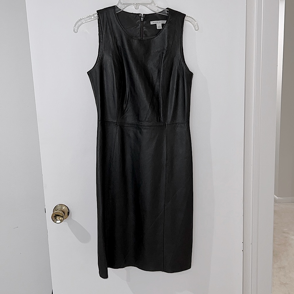 Genuine Leather tea length sleeveless dress in Brown.Size 2. By Banana Republic